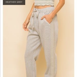 Brand New NWT Hem & Thread Gray Fleece Lined Joggers Sweatpants Loungers